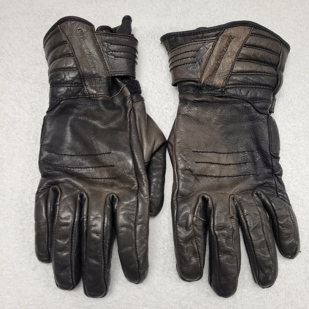 Street‎ and Steel well worn black leather riding gloves size LG